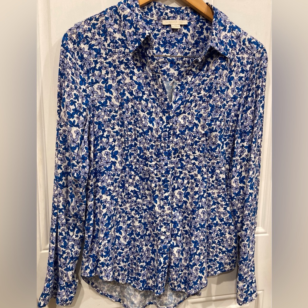 Cooper & Ella Floral Blue and White Blouse